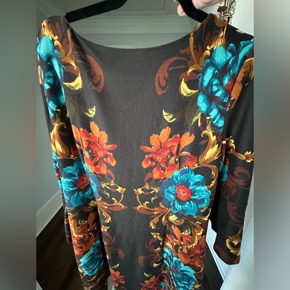 Sandra Darren Floral Bell Sleeve Dress Size XL - Picture 2 of 5